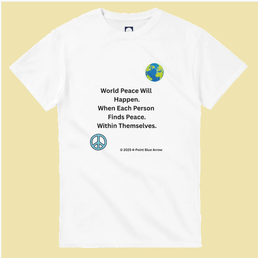 White, T-Shirt | World Peace | Men's | 4-Point Blue Arrow