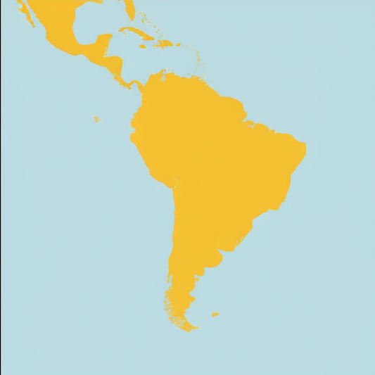 South America map in vibrant yellow