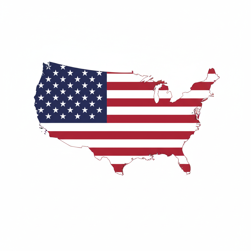 USA map with American flag pattern
