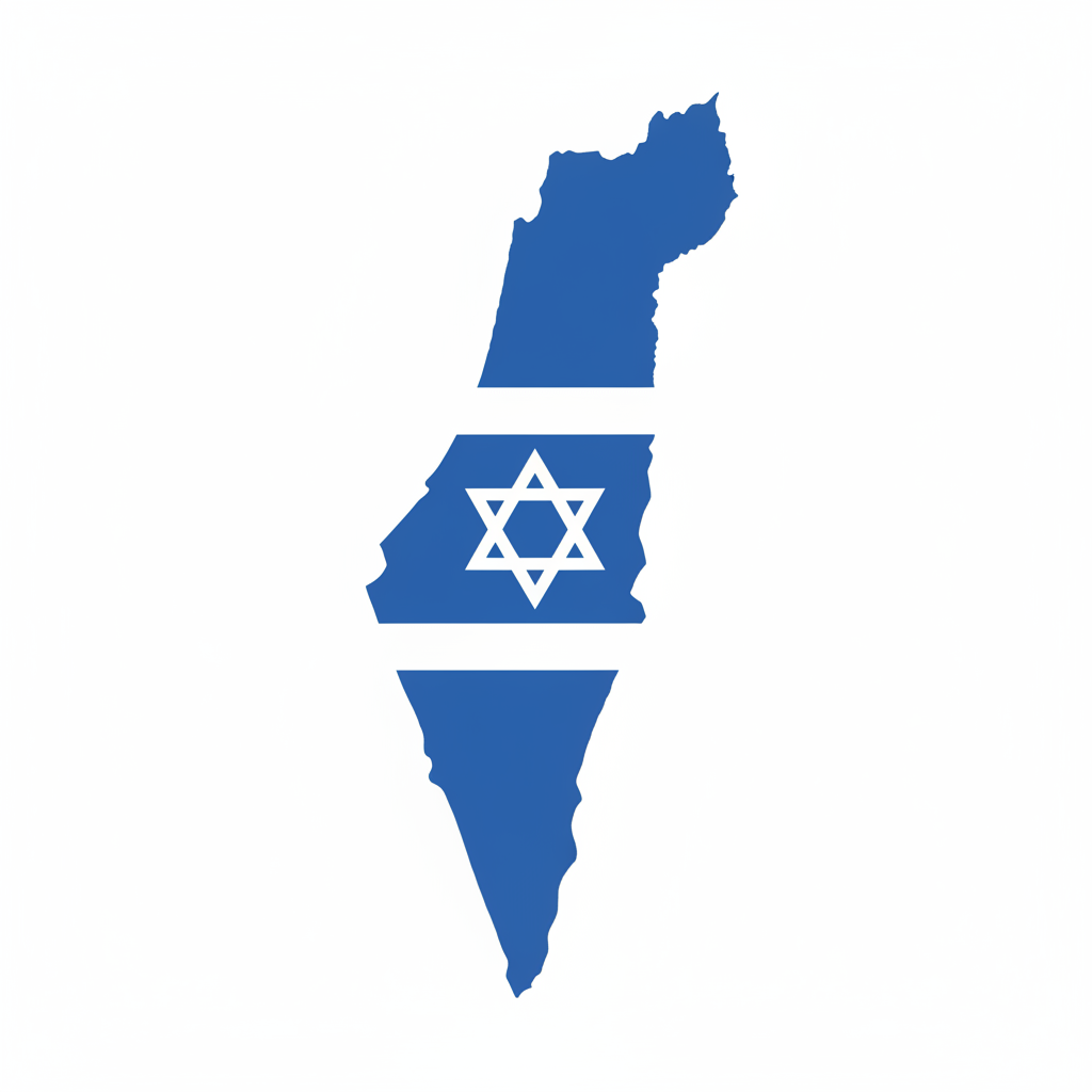 Israel map with Star of David in cobalt blue